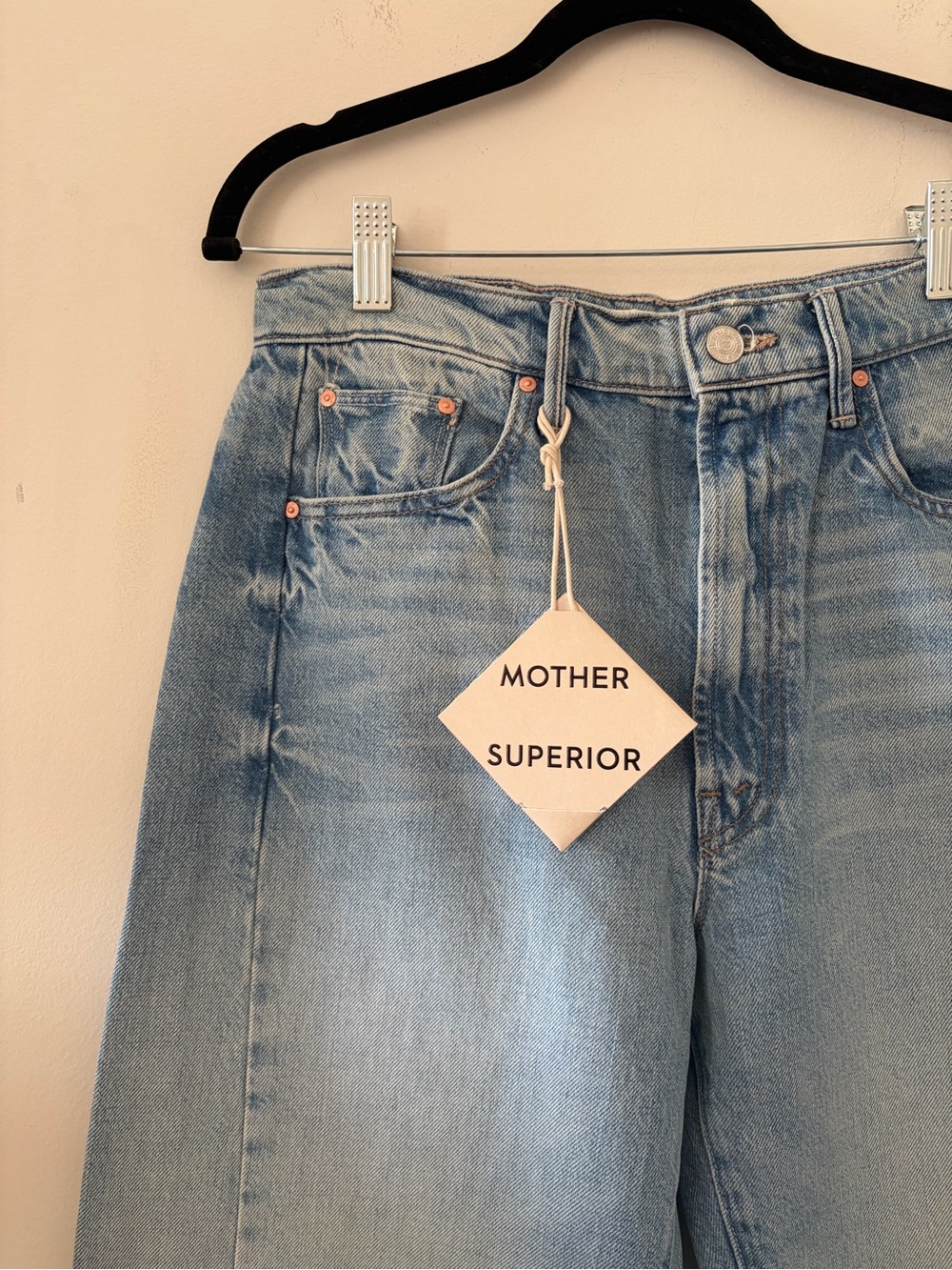 Mother Jeans The Half Pipe Blue High-Rise Straight Jeans This Is How I Roll - Picture 8 of 9